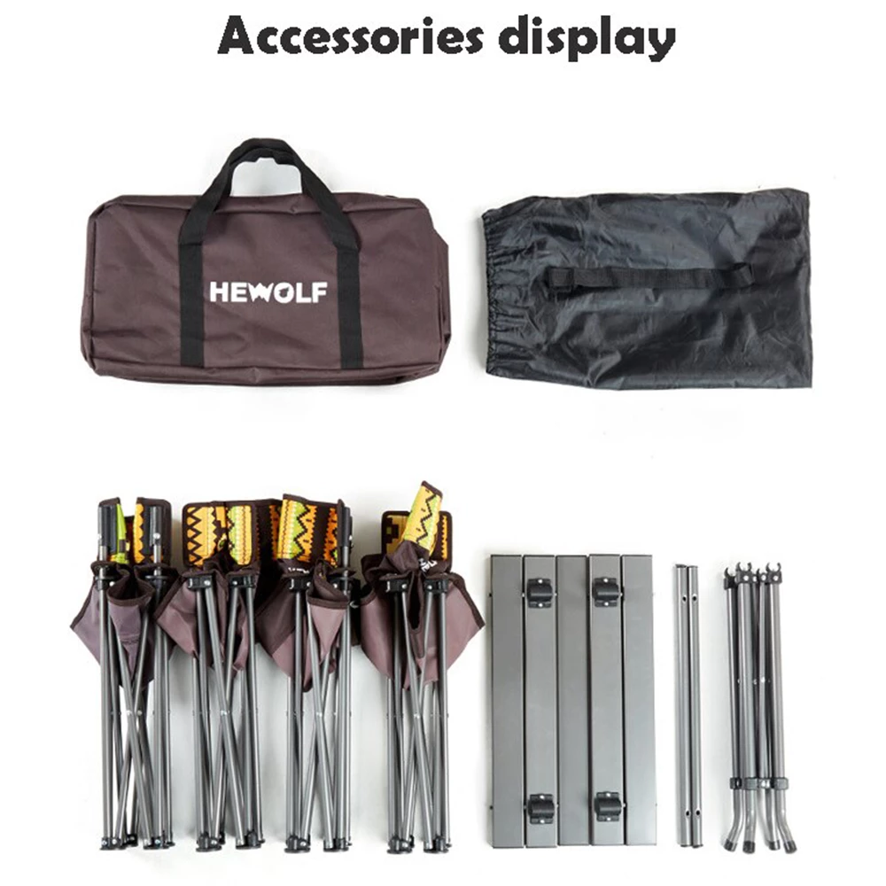 Hewolf 5pcs Set Camping Foldable Table And Chairs 12 Hewolf 5pcs Set Camping Foldable Table And Chairs