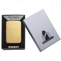 Zippo Replica Brushed Brass Refillable Windproof Lighter - 1941B