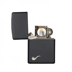 Zippo 218PL Black Matte Pipe Lighter With Pipe Logo - Refillable Windproof Lighter
