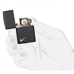Zippo 218PL Black Matte Pipe Lighter With Pipe Logo - Refillable Windproof Lighter