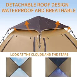 Hewolf Auto 3-4 Person Tent - Camel 15 Hewolf Auto 3-4 Person Tent - Camel