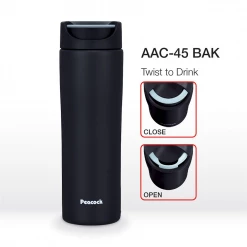 Peacock 0.45L Twist Lock Tumbler - Black