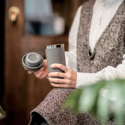 Peacock 0.40L Lifestyle Twist Cap Tumbler With Handle - Straight Gray