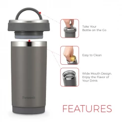 Peacock 0.40L Lifestyle Twist Cap Tumbler With Handle - Straight Gray