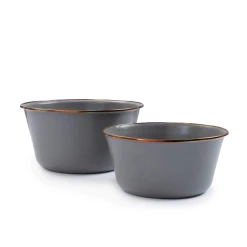 Barebones Enamel Mixing Bowl Slate - Set Of 2