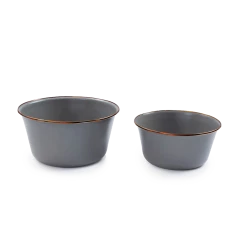 Barebones Enamel Mixing Bowl Slate - Set Of 2