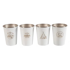 Camp Leader 4 Pcs Stainless Steel Cup - White