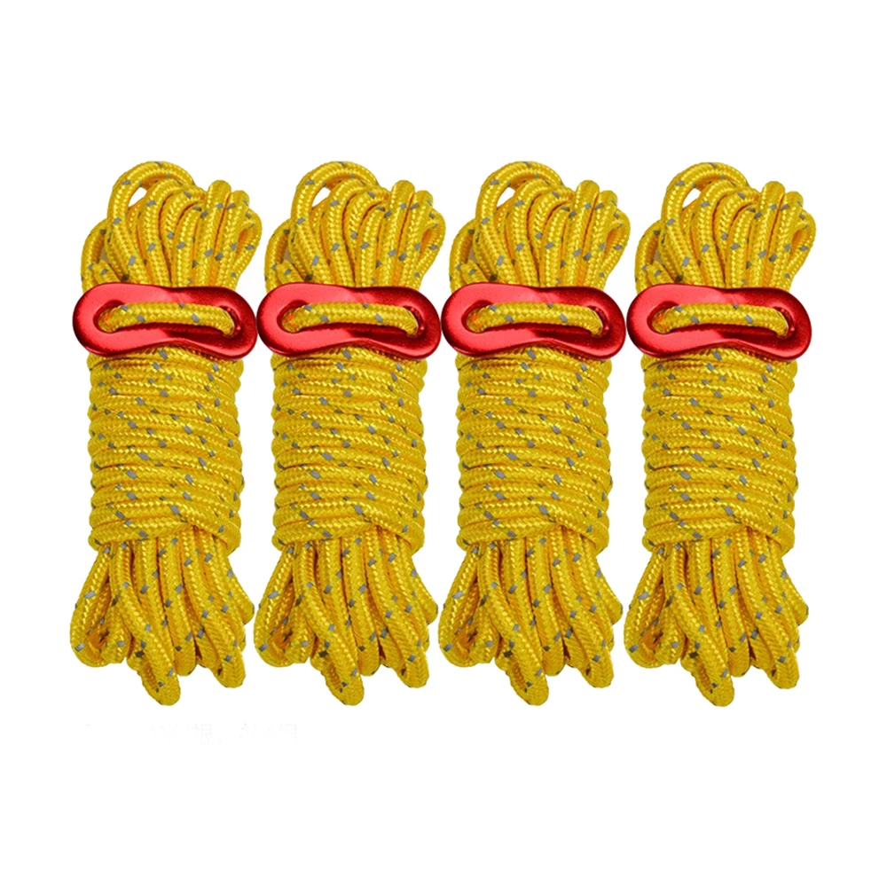 Camp Leader 4 Pcs Reflective Rope 4MM - YELLOW 3 Camp Leader 4 Pcs Reflective Rope 4MM - YELLOW