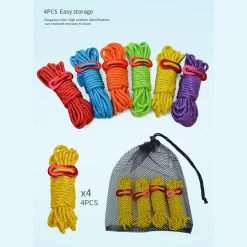 Camp Leader 4 Pcs Reflective Rope 4MM - YELLOW 10 Camp Leader 4 Pcs Reflective Rope 4MM - YELLOW