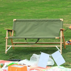 Camp Leader Camping Wooden Long Chair - Green