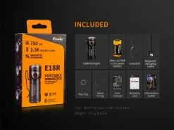 Fenix E18R XP-L Hi Led Flashlight Black 750 Lumen
