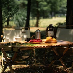 Hewolf Foldable Large Wooden Egg Roll Table