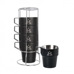 KZM Stainless Steel Black Mug 5P