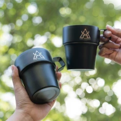KZM Stainless Steel Black Mug 5P
