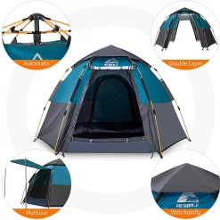 Hewolf 3-5 Person Automatic System Large Outdoor Camping Tent 20 Hewolf 3-5 Person Automatic System Large Outdoor Camping Tent