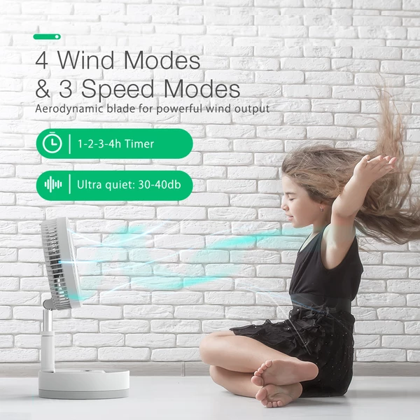 Adyss P10 Folding Retractable Camping Fan - White 7 Adyss P10 Folding Retractable Camping Fan - White