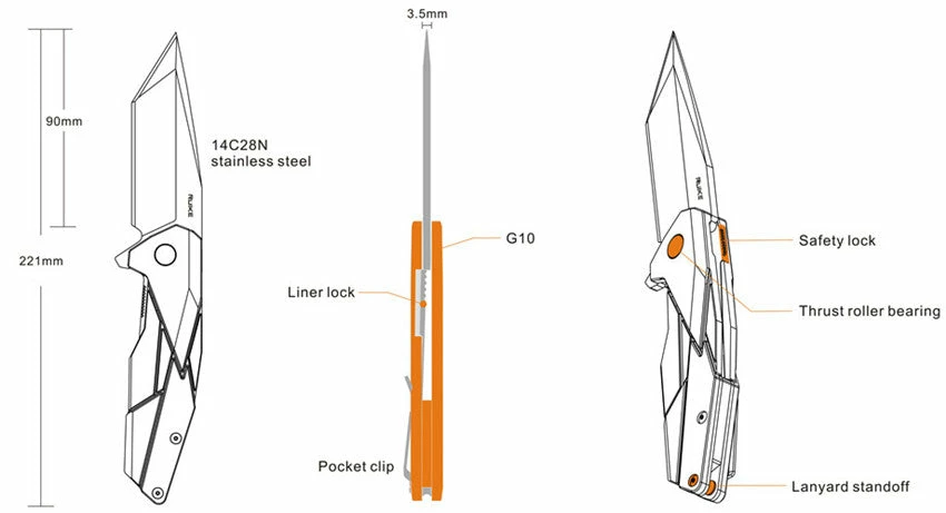 Ruike P138-B Black Liner Lock G10 Folding Knife 6 Ruike P138-B Black Liner Lock G10 Folding Knife