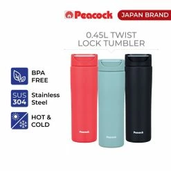 Peacock 0.45L Twist Lock Tumbler - Mint Blue