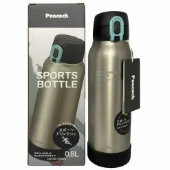 Peacock 0.80L One Touch Sports Bottle - Black Yellow