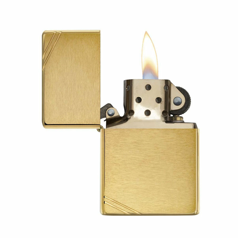 Zippo 240 Brushed Brass Vintage With Slashes 4 Zippo 240 Brushed Brass Vintage With Slashes