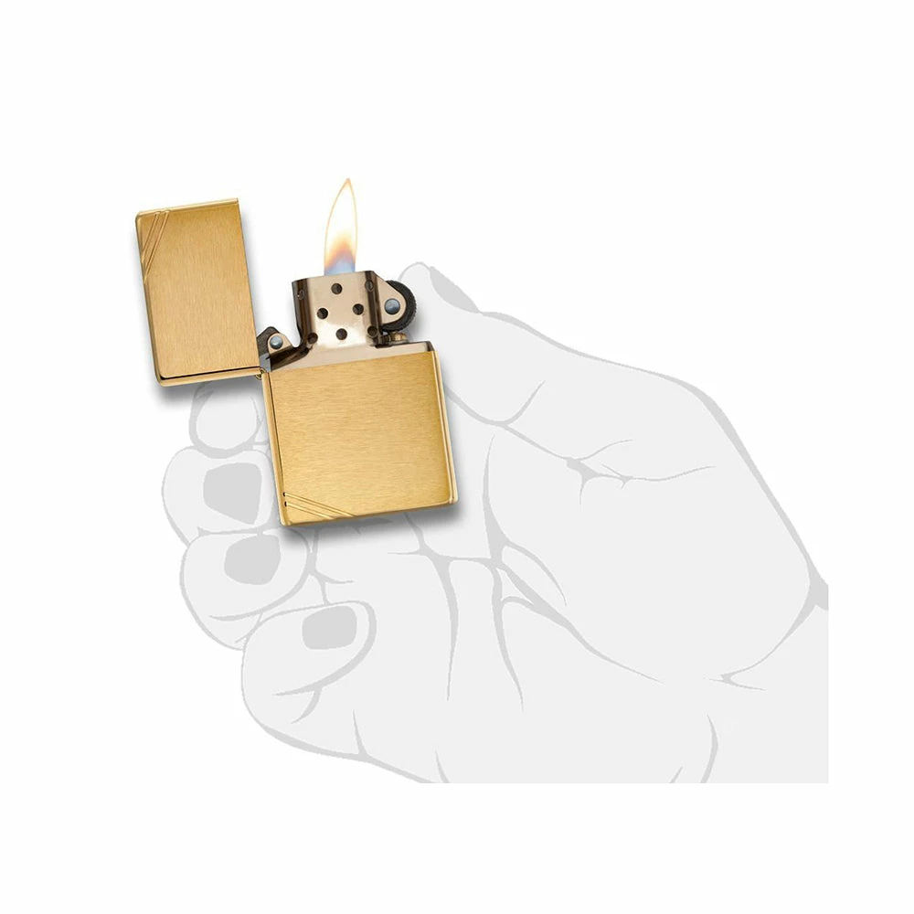 Zippo 240 Brushed Brass Vintage With Slashes 6 Zippo 240 Brushed Brass Vintage With Slashes