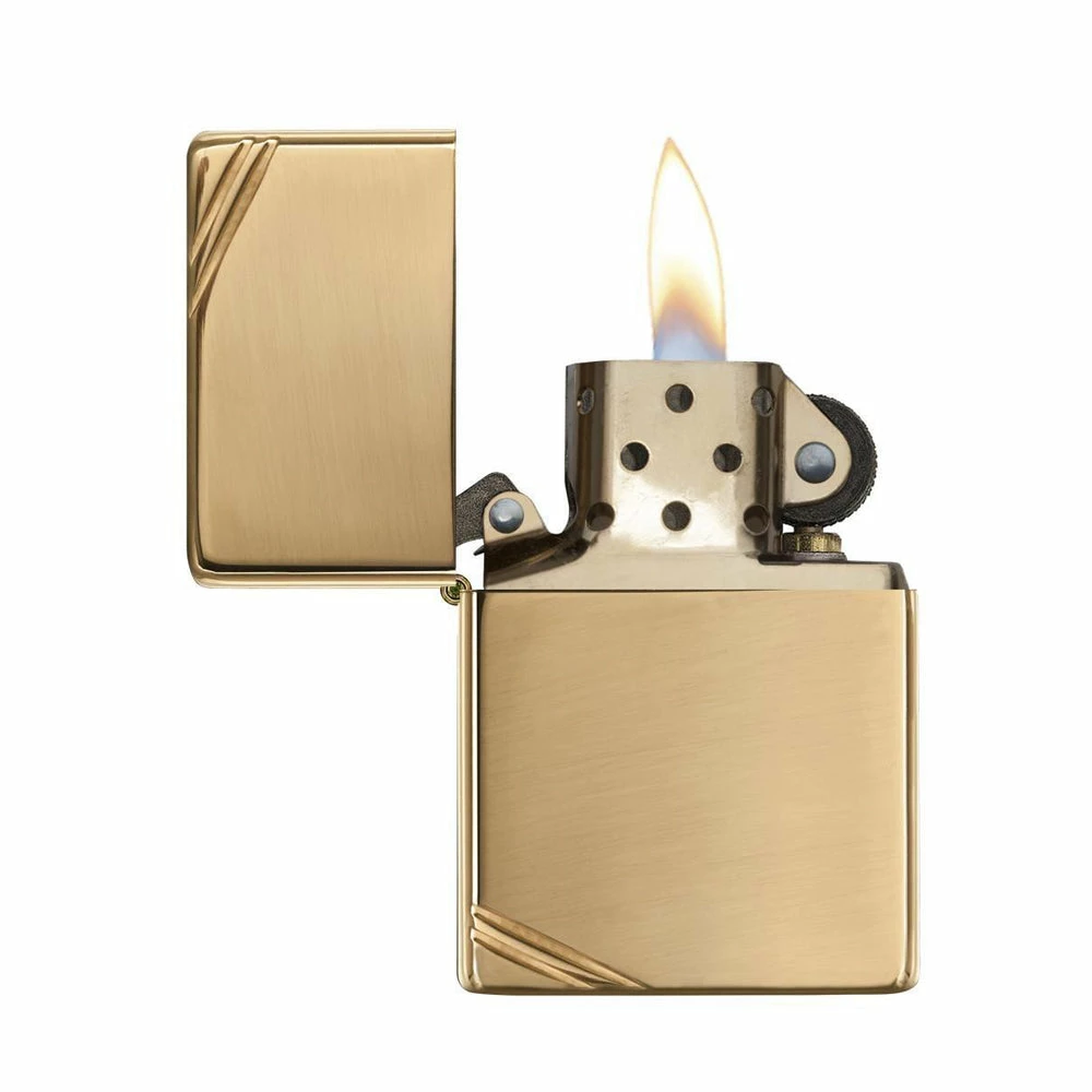 Zippo 270 High Polish Brass Vintage With Slashes - Refillable Windproof Lighter 4 Zippo 270 High Polish Brass Vintage With Slashes - Refillable Windproof Lighter